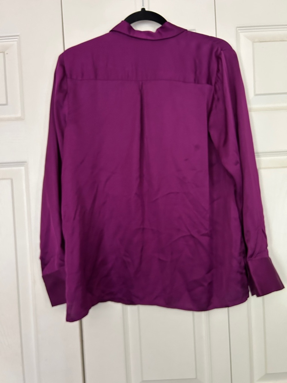 J Jill Womens Small Petite Satin Button Up Shirt Sugarbeet Magenta Blouse Top - Picture 7 of 7